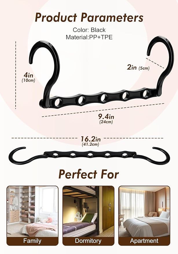 HOUSE DAY Closet Organizers and Storage 12 Pack, College Dorm Room Essentials, Multifunctional Organizer Magic Space Saving Hangers with 5 Holes, Storage Organization for Wardrobe Closet
