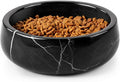 Karibiber Black Marble Dog Bowl, 3.5lbs Non Slip Heavy Dogs Food Bowl, Large Weighted Water Bowls for Medium Dogs, Natural Stone Pet Bowl, Holds 4.5 Cups
