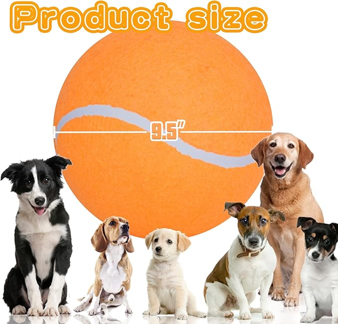 Big Tennis Ball for Dogs, Giant Dog Tennis Ball Toy Large Outdoor Sports Gift for Small Medium Large Dog (Orange, 9.5 inch)