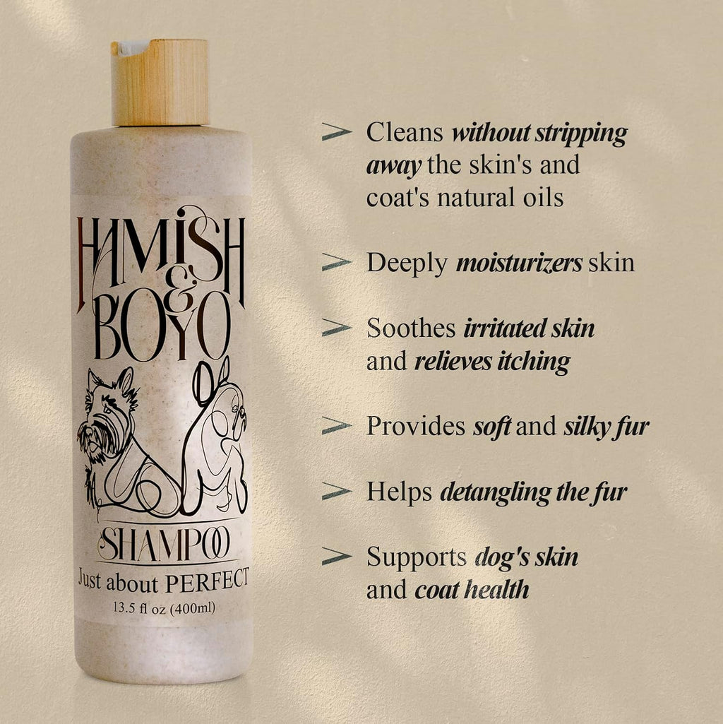Natural Itch Relief Dog Shampoo – Hypoallergenic & Anti-Itch, Soothes Dry, Sensitive Skin, Oatmeal & Aloe, Lavender Scent, Tear-Free, Safe for Puppies & All Breeds, Made in USA by Hamish&Boyo