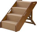 Stakmore Pet Steps with Solid Fruitwood Construction and Foldable Design, Stairs for High Beds for Pets in All Life Stages, Brown Felt
