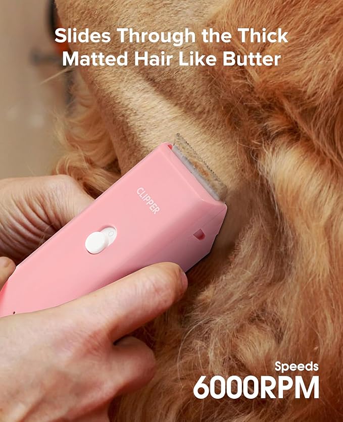 Pet Clippers for Dog Hair Grooming Low Noise, Rechargeable Cordless Cat Shaver with Ceramic Blade,Portable Pet Hair Trimmer for Matted & Long Hair