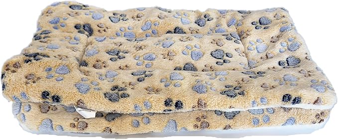 2 Pcs Pet Bed Mats. Ultra Soft Pet (Dog/Cat) Bed with Cute Prints. Reversible Faux Lambswool Kennel Pad for Medium Small Dogs and Cats. Machine Washable Pet Bed.