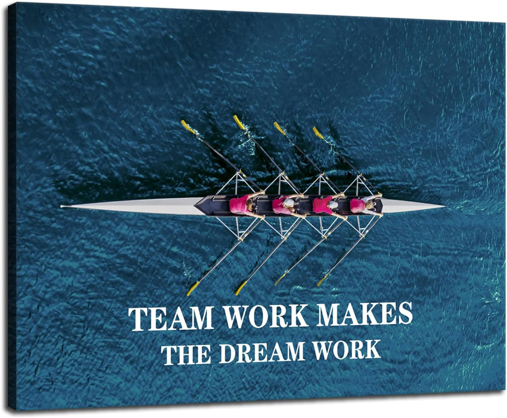 Inspirational Positive Quotes Wall Art Motivational Painting Prints on Canvas Team Work Makes The Dream Work Modern Inspiring Team Posters Framed Artwork School Home Office Decor[30" W X 40" H]