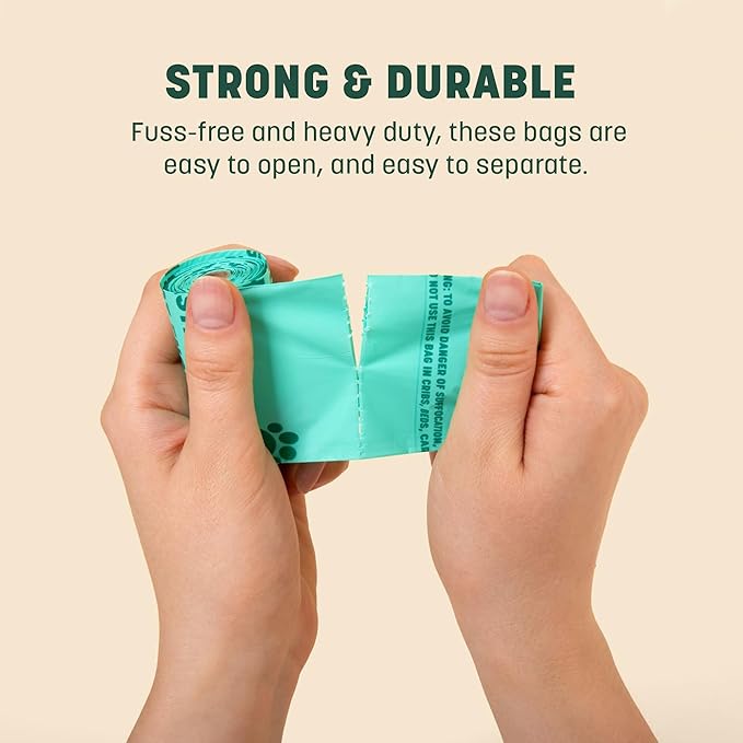 HoldOn Pet Waste Bags - Unscented Leak Proof & Tear Resistant Dog Poop Bags Extra Thick Durable (2 Pack)