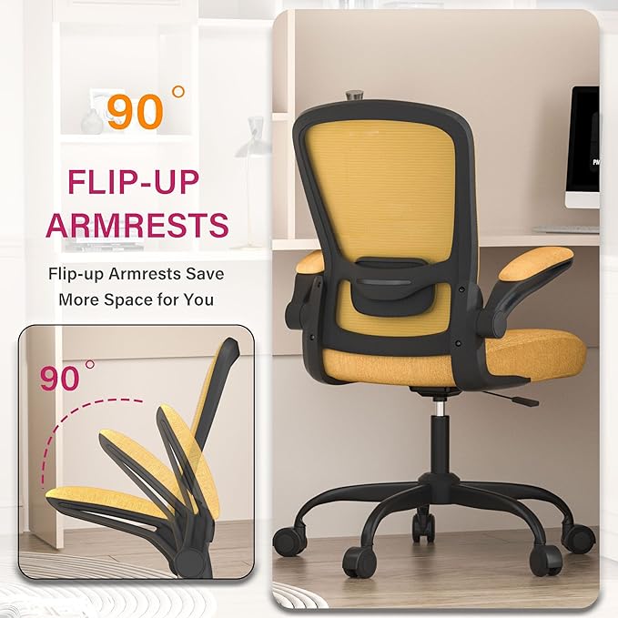 Mimoglad Office Chair, Ergonomic Desk Chair with Adjustable Lumbar Support, High Back Mesh Computer Chair with Flip-up Armrests-BIFMA Passed Task Chairs, Executive Chair for Home Office