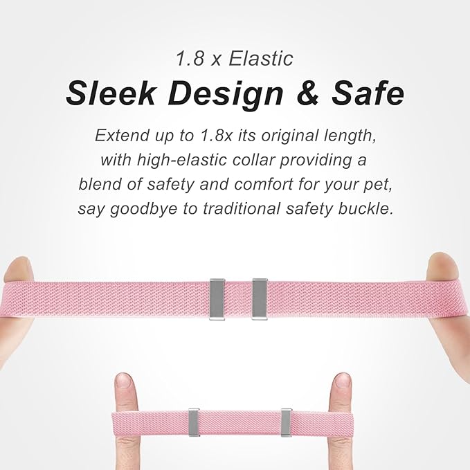 Elastic Airtag Cat Collar, Compatible with Apple AirTag, Stepless Adjustable Pet Collar for Cats, Pink