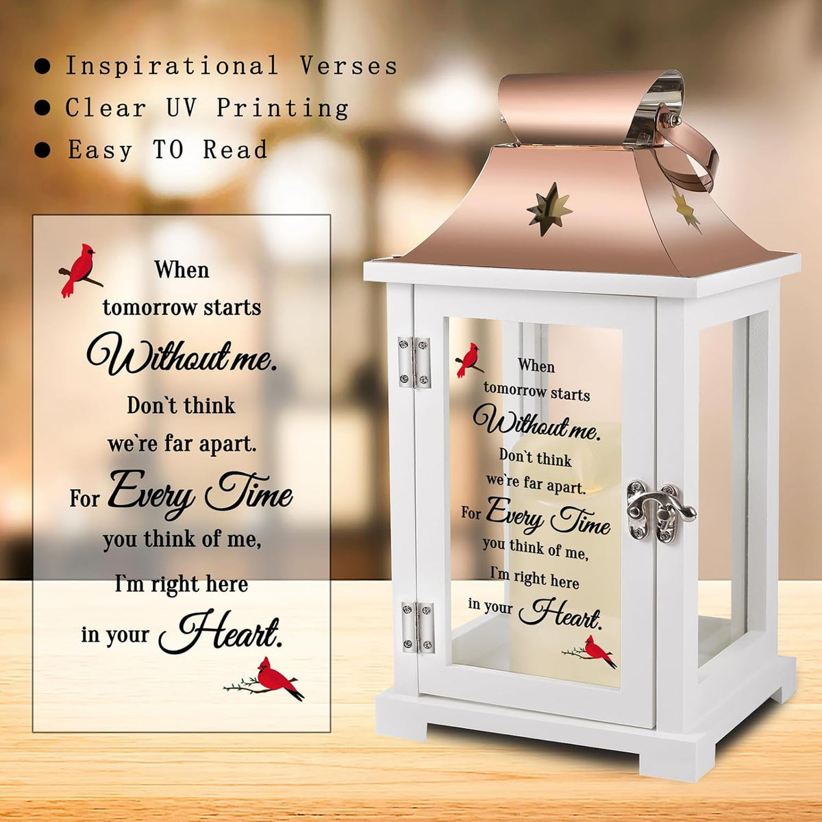 Memorial Lantern, Sympathy Gifts for Loss of Mom/Dad/Loved One, Bereavement Gifts, in Memory of Loved One Lantern,Celebration of Life, Memorial Gifts, Funeral Lantern,When Tomorrow Starts Without me