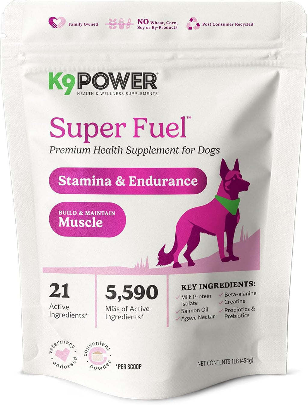 K9 Power Super Fuel for Dogs 1lb - Boosts Energy Levels Supports Muscle Growth & Enhances Joint Health
