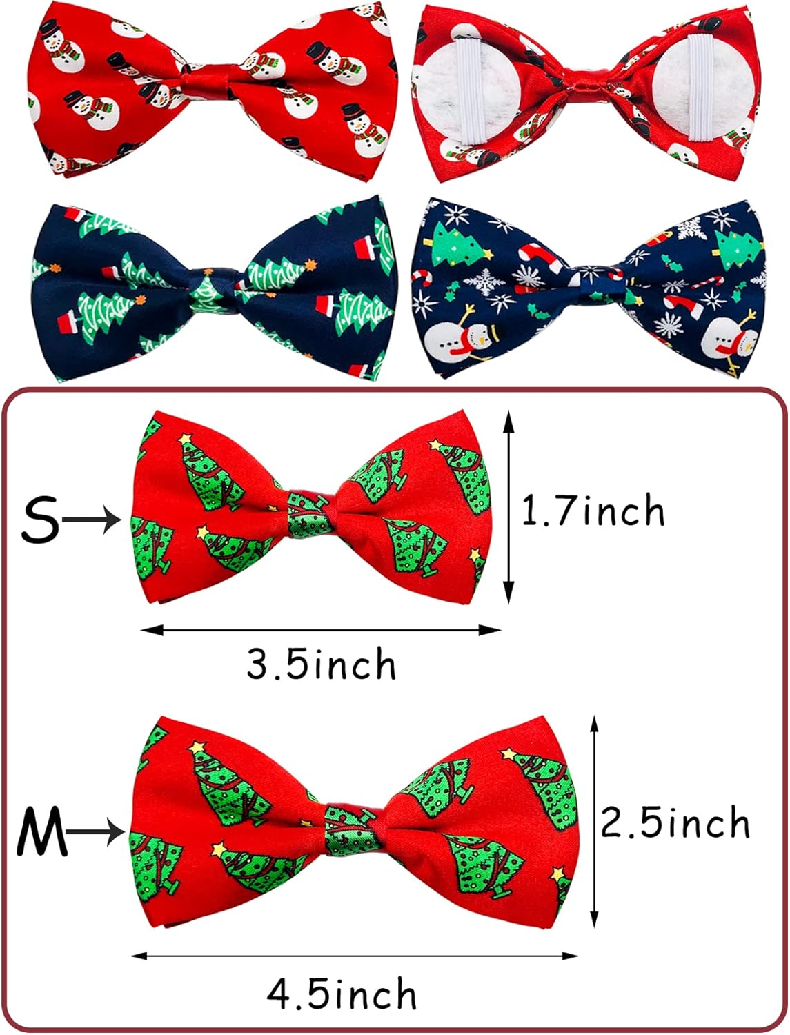 PET SHOW 10pcs/Pack 4.5 * 2.5" Christmas Large Dogs Collar Attachment Bow Ties Xmas Parties Medium Dog Cats Collar Charms Accessories Slides Bowties Assorted