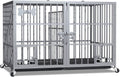 aboxoo 42/48 inch Heavy Duty Metal Dog Crate for 2 Dogs/Large Dog,All Metal Open Top,Dog Kennel Indoor with Wheels,Floor Grid, Tray, Divider and Feeding Bowl (Sliver)