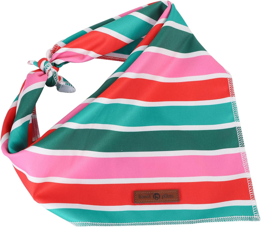 lionet paws Christmas Dog Bandana,Fabric Colorful Stripe Dogs Kerchief for Medium Large Dogs,Dog Cotton Triangle Bibs Scarf for Girl Boy