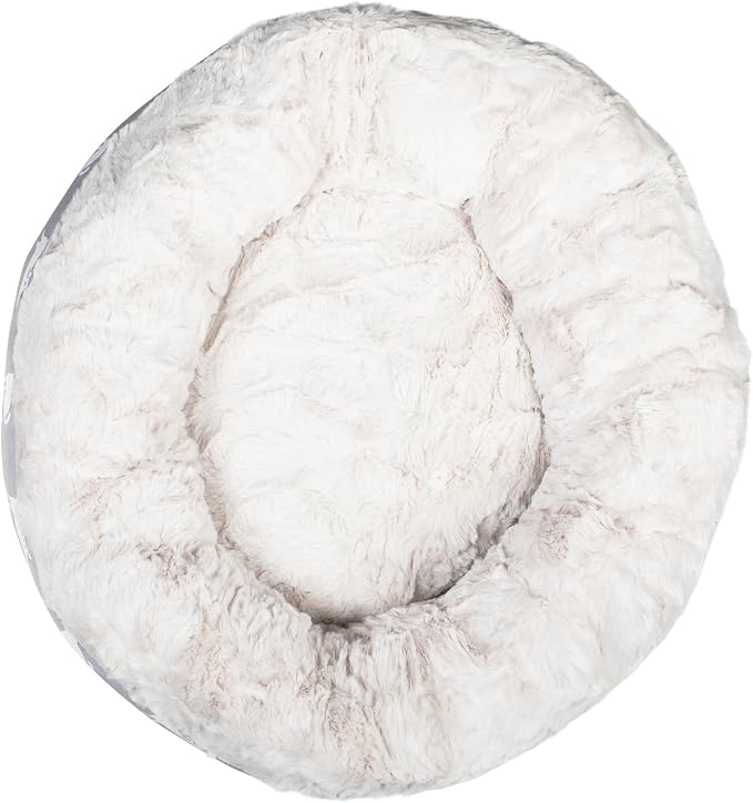 Fringe Studio Cat Bubble Text Mudcloth Gray Small Circle Pet Bed 18"- Poly Filled with Faux Fur Interior - Machine Washable