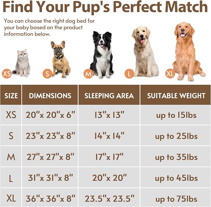 JOLLYVOGUE Calming Dog Bed for Small Dogs - 23 inches Donut Washable Small Dog Bed for Kittens & Puppies, Anti-Slip Round Fluffy Plush Faux Fur Cat Beds (Fits up to 25 lbs Pets, Cream Brown)