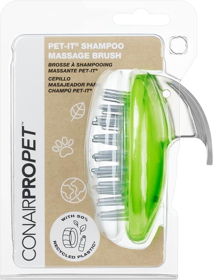 CONAIRPROPET Shampoo Massage Brush with Ergonomic Pet-It Design, Dog Brush for Shampoo & Massage Brush for Bathing