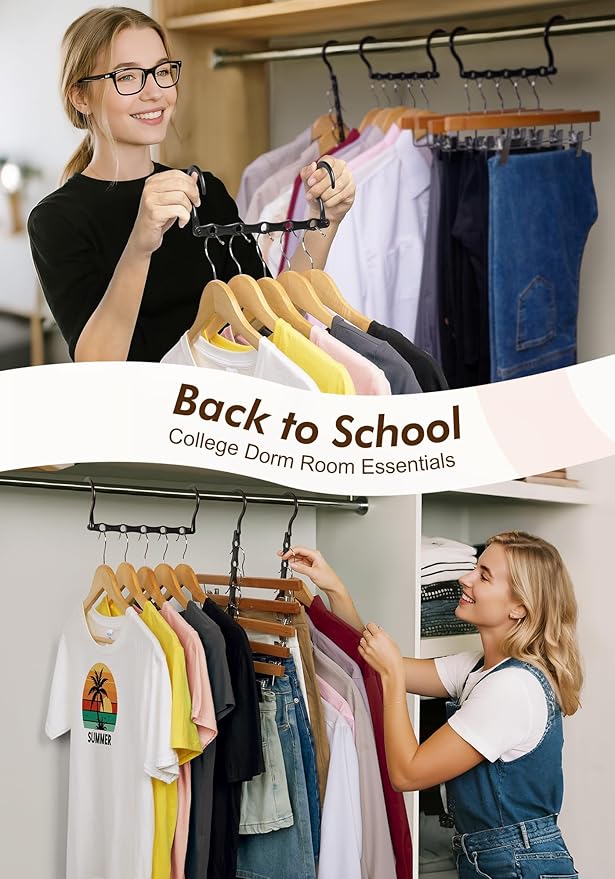 HOUSE DAY Closet Organizers and Storage 6 Pack, College Dorm Room Essentials, Multifunctional Organizer Magic Space Saving Hangers with 5 Holes, Storage Organization for Wardrobe Closet