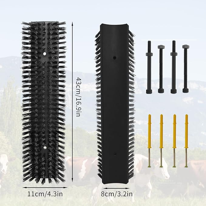 Livestock Scratch Brush With 24 Screws，Animal Back Scratching Brush for Cow,Cattle,Sheep, Horses,Pigs，Massage Grooming Tool (Black, 6pcs)