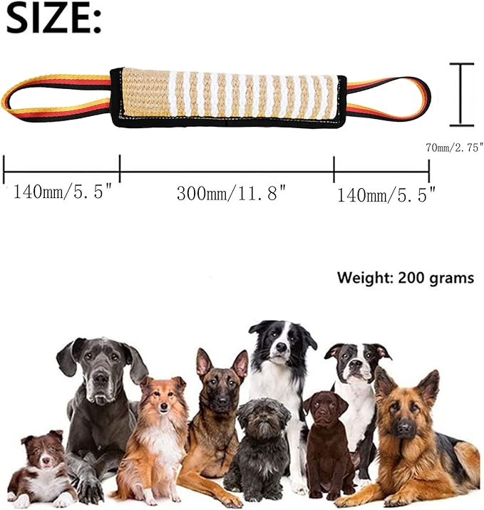 Clysoru Dog Tug Toy Dog Tough Jute Bite Pillow Lasting Training Equipment Two Flag Handles Puppy to Large Dogs Interactive Toy war Toys for Aggressive chewers