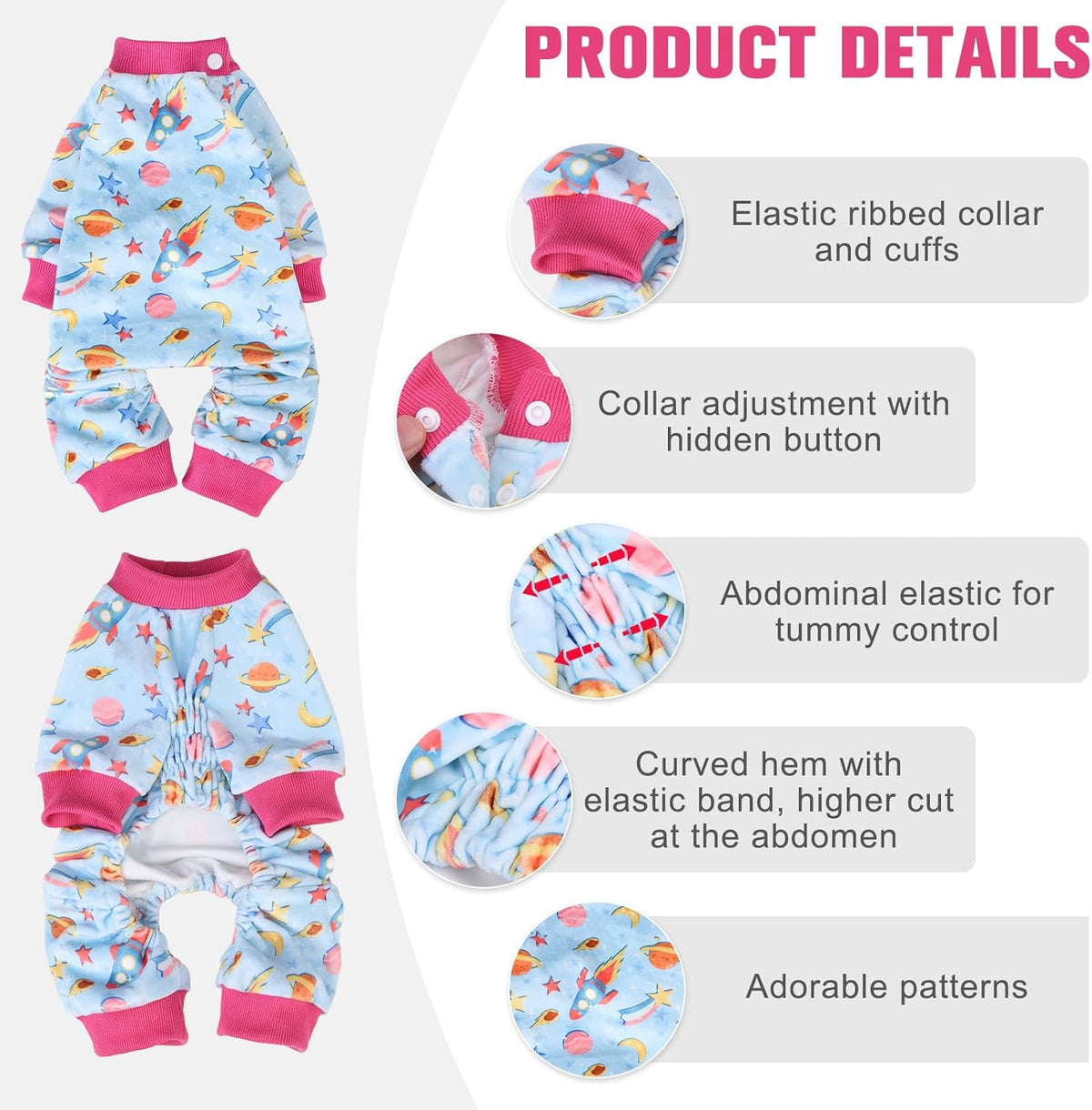 BEAUTYZOO Dog Pajamas Small Sized Dog, Summer Doggie Pajamas for Boy Girl, Soft Strechy Cotton Puppy Pjs Jammies Onesies for Men Women, Pet Jumpsuit Body Suit Cat Apparel Clothes, Blue S