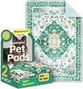 Washable Pee Pads for Dogs, 2 Pack Reusable Puppy Training Pads 60"x48" Super Absorbent Waterproof Dog Training Pads, Non-Slip Potty Pads, Whelping Pads Litter Mat Green Medallion