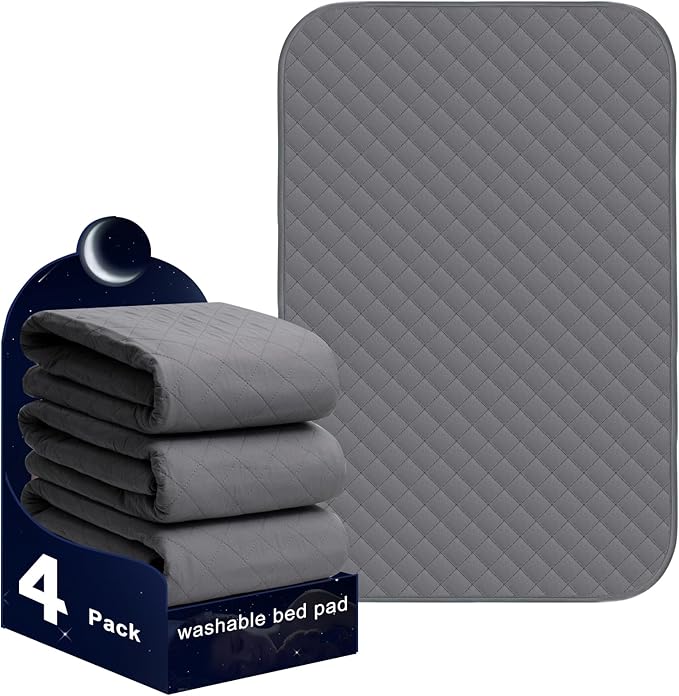 Waterproof Pads for Bed 24x36 Inch( 4pack),Incontinence Pads for Bed,Washable Bed Pads,Washable Incontinence Pads for Kids,Adults,Elderly,Pets,Bed Wetting Pads,Washable Bed Pads for Adults