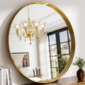 36 Inch Round Bathroom Mirror - Wall Mounted Circle Mirror with Metal Frame, Modern Mirror Suitable for Bathroom, Vanity, Entryway, Living Room, Wall Decor,Gold