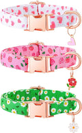 3 Pack Floral Dog Collars for Medium Dogs Pink Dog Collar with Flower Pendant for Girl Female Dogs Adjustable Pet Collars (12-18.9 inch)
