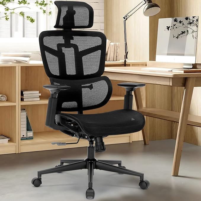 Ergonomic Office Chair, Desk Chair with Adjustable Height, Lumbar Support, High Back Mesh Computer Chairs with Flip up Armrests, Task Chairs for Home, Bedroom, Study, Dorm, Student, Adults Men Women