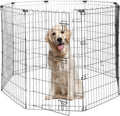 Foldable Dog Playpen 42" Height 8 Panels Metal Exercise Pen with Door - Indoor/Outdoor Dog Play Pen for Medium-Large Dogs, Portable Pet Fence for Yard Garden Camping, Black