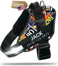 Personalized Dog Harness with Custom Name Patches, Adjustable Reflective No Choke Dog Vest with Handle for Medium Sized Dog, Motorsport, M