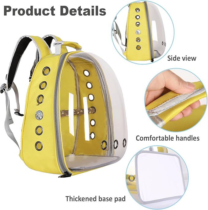 Bird Carrier Backpack with Wood Perch, Transparent Bird Travel Cage, Portable Pet Carrier Backpack, Breathable Hangbag for Vet Transport Camping Hiking (Green)