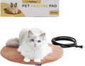 Pet Heating Pad for Cats Dogs Indoor & Sheltered Outdoor Waterproof Heated Cat Bed Heated Dog Bed Chew Resistant Cord Constant Temperature Brown Round 16 Inch