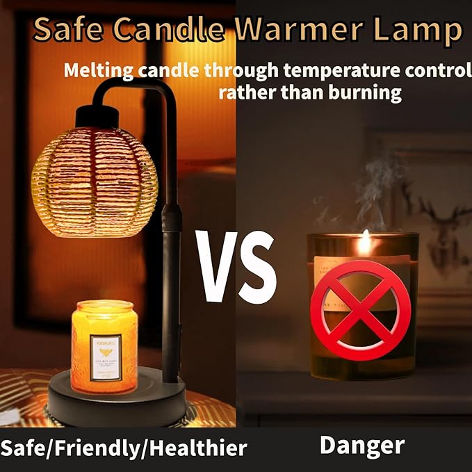 Candle Warmer Lamp, Candle Lamp with Timer Wax Melts Warmer - Dimmable & Height Wax Warmer Lamp for Melting Heating Jar Candle Scented Candle Warmer Home Decor Brightness