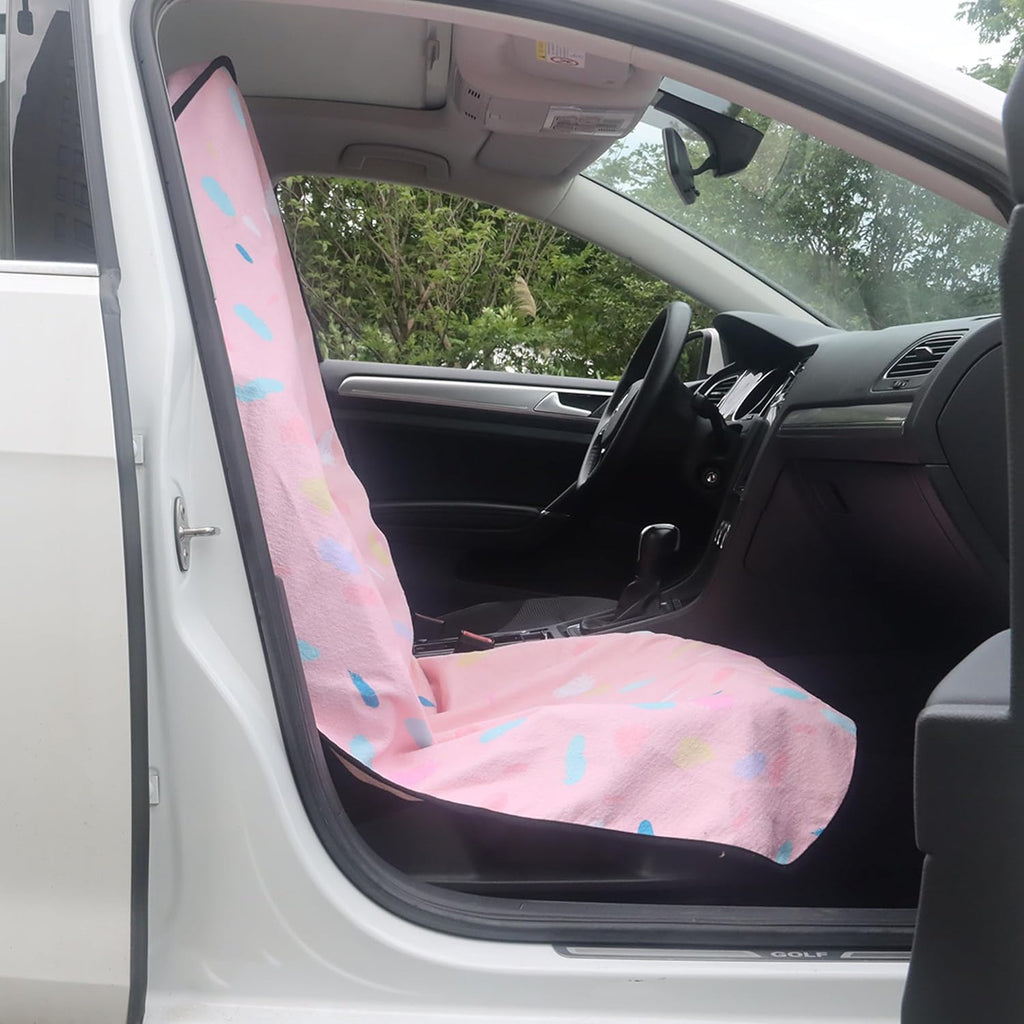 Car Seat Cover Protector Front Seats,for Gym Workout,Running,Swimming,Beach and Hiking,Waterproof Sweat Towel Bucket Seat Covers for Cars SUV Trucks (Pink Marbling, 2Pcs)