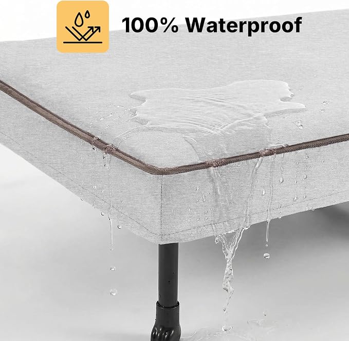 Veehoo Outdoor Elevated Dog Bed with Washable & Waterproof Cushion, Cooling | Large Raised Dog Cot with Removable Cover, Brethable Mesh, Orthopedic Pet Bed for Indoor & Outdoor, 53" x 37", Dark Grey
