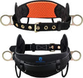 Safety Harness Climbing Belt - Tongue Buckle Safety Belt With Ventable & Moisture-Wicking Waist Pad and 2 Side D-Rings Personal Fall Protection Safety Belt for Work Positioning Restraint