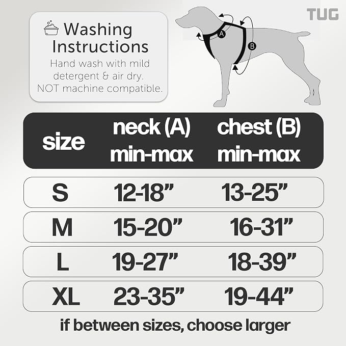TUG No-Pull Dog Harness, 2 Leash Clips + Padded Handle (XL, Green) | Water-Resistant Padded Interior | No-Pull Front Clip | Padded Back Handle | Adjustable Straps