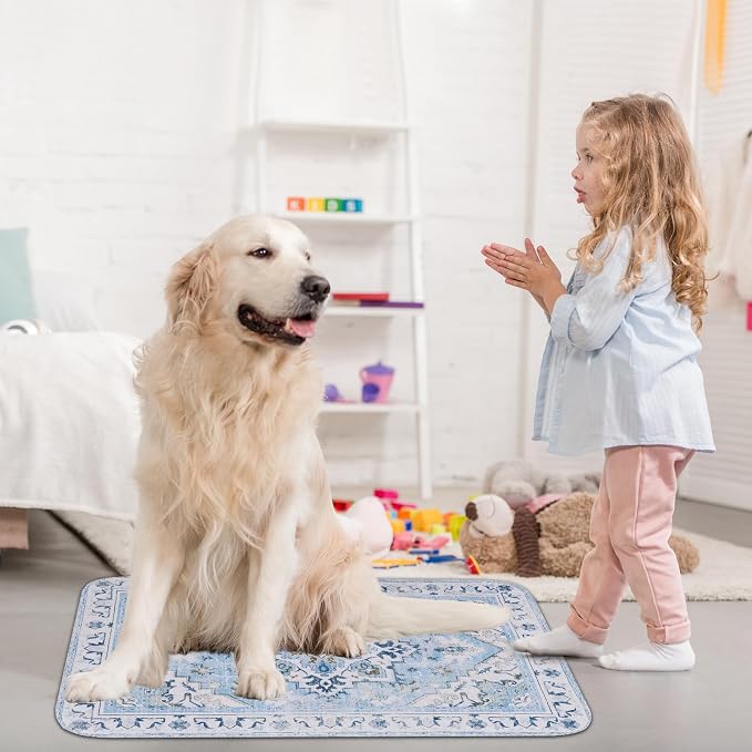 Homimp Washable Pee Pads for Dogs,2 Pack Reusable Puppy Pads Waterproof,Absorbent and Leakproof Dog Pee Pads,Non Slip Puppy Training Pads, Pet Mat for Floor, Crate, Couch, Whelping,Blue, 36"x36"