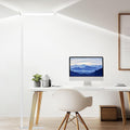 EMITEVER LED Floor Lamp, 100W Spectrum Eye Care Standing Lamp, 77'' Dimmable Motion Sensing & Daylight Sensing Reading Lamp for Study, Living Room, Conference, Office, 4000K Natural Daylight, White
