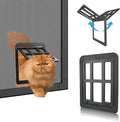Cat Screen Door for Sliding Screen Door with Flap Lockable, Suitable for Small Dog and Cat - Black