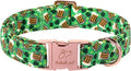 St. Patrick's Day Dog Collar, Beer & Clover Green Dog Collars, Adjustable Heavy Duty Irish Shamrock Pet Collar for Small Medium Large Dogs with Metal Buckle XL