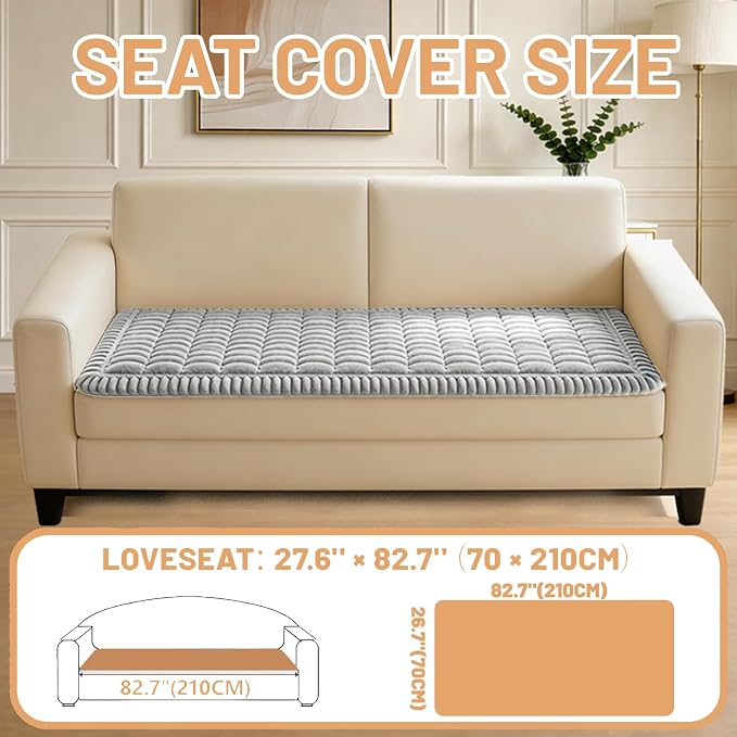 Couch Cover for Dogs Washable,Non Slip Fuzzy Durable Pet Friendly Cozy | Soft Slipcovers for 3 Cushion Sofa Cover,Plush Thick Protector Fits Mat Bed Leather & Fabric Couches (Light Grey 27.6"x82.7")