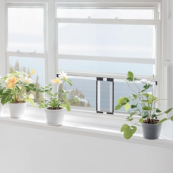 FLYZZZ Adjustable Window Screen Small Expandable Window Screens, (9.84'' High by 16-28'' Wide, B) 2 Packs Suitable for Window Openning Width Size 16''-28''， 20% Smaller Than Standard Screens