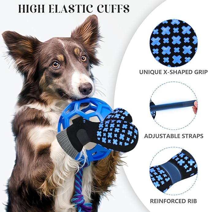 Non-Slip Dog Socks for Hardwood Floors Anti Slip Double-Sided Grippy Socks for Senior Dogs to Prevent Licking Paws, Scratching & Hot Pavement Premium Dog Paw Protector with Grippers Black M