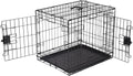 Amazon Basics Durable,Foldable Metal Wire Dog Crate with Tray, Double Door, Divider, 24 x 18 x 20 in, Black