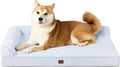 EHEYCIGA Memory Foam Dog Bed for Crate, Large Orthopedic Dog Bed, Washblue | Washable Removable Cover, Waterproof Flat Pet Sofa Couch with Nonskid Bottom, 36x27x6