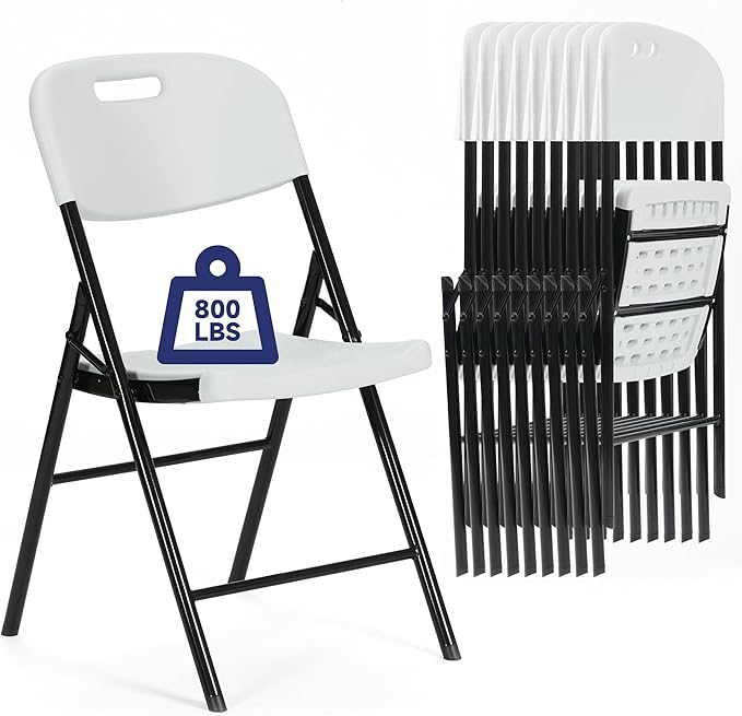 70 Pack Thicker 800 LBS White Folding Chairs, Commercial Grade Folding Chair, Foldable Chairs for Events