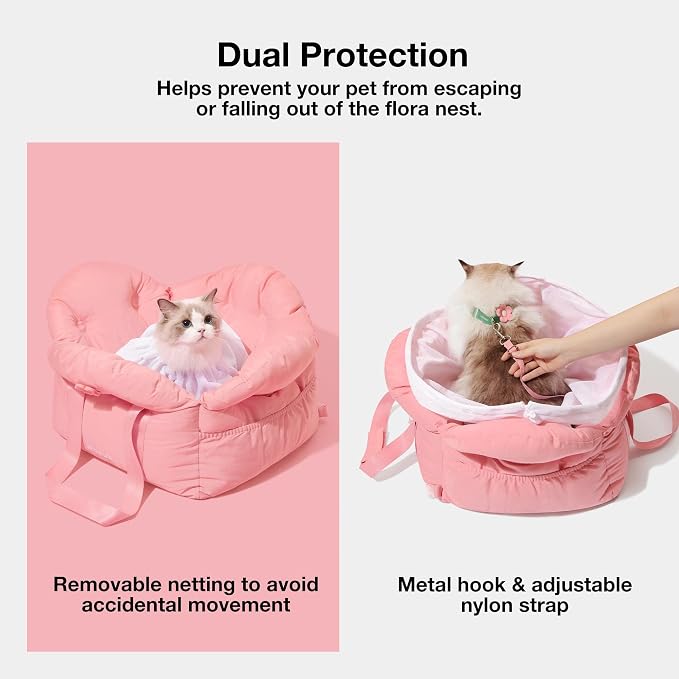 VETRESKA Dog Carrier Dog Car Seat for Small Dogs - Washable Cat Carrier Portable Puppy Bed for Car Seat of Easy Installation Pet Travel Carrier Bed with Storage Pocket & Safety Clip-On Leas | Portable Puppy Bed for Car Seat of Easy Installation Pet Tra...