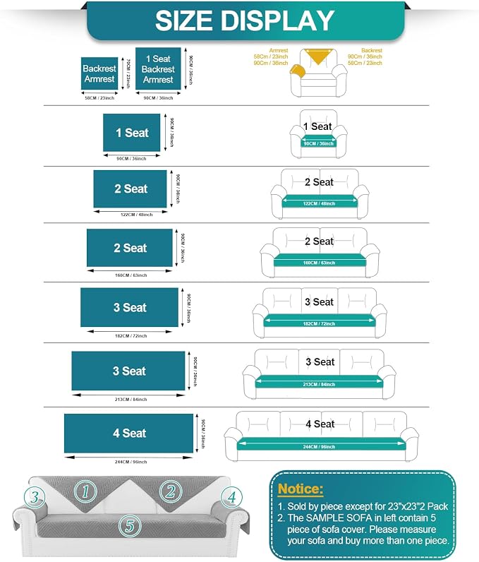 Turquoize Waterproof Couch Cover for Dogs Fuzzy Pet Couch Covers for Sofa Thick Dog Bed Cover Non-Slip Sofa Covers for 2 Cushion Couch Protector Slipcover Pet Friendly (Khaki, 36" x 36")