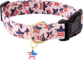 Faygarsle Cotton Dogs Collar Cute 4th of July Independence Day Dog Collars Pink Blue American Flag Star Patterns Dog Collarfor Girl Female Boy Male Small Medium Large Dogs S